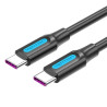 Cable USB 2.0 Tipo-C Vention COTBD/ USB Tipo-C Macho - USB Tipo-C Macho/ Hasta 100W/ 480Mbps/ 50cm/ Negro