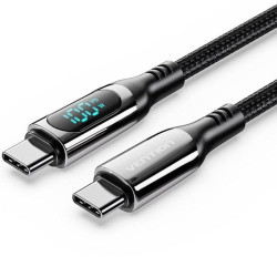 Cable USB 2.0 Tipo-C 5A 100W Vention TAYBAV/ USB Tipo-C Macho - USB Tipo-C Macho/ Hasta 100W/ 480Mbps/ 1.2m/ con Pantalla LED...