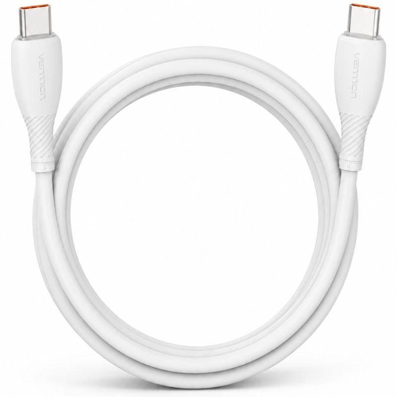 Cable USB 2.0 Tipo-C Vention TRWWH/ USB Tipo-C Macho - USB Tipo-C Macho/ Hasta 100W/ 480Mbps/ 2m/ Blanco
