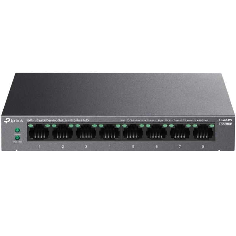 Switch TP-Link LS108GP 8 Puertos/ RJ-45 10/100/1000/ PoE+