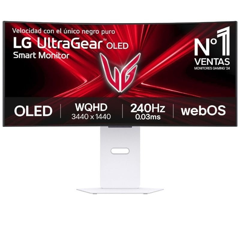 Smart Monitor Gaming Ultrapanorámico Curvo LG UltraGear 34GX90SA-W 34'/ WQHD/ Multimedia/ 0.03ms/ 240Hz/ OLED/ Regulable en a...