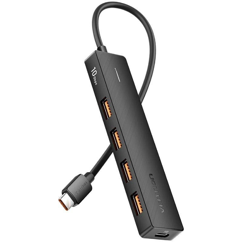 Hub USB Tipo-C 3.2 Vention CKCBB/ 4xUSB/ 1xUSB Tipo-C PD