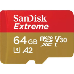 Tarjeta de Memoria SanDisk Extreme 64GB microSD XC UHS-I con Adaptador/ Clase 10/ 170MBs