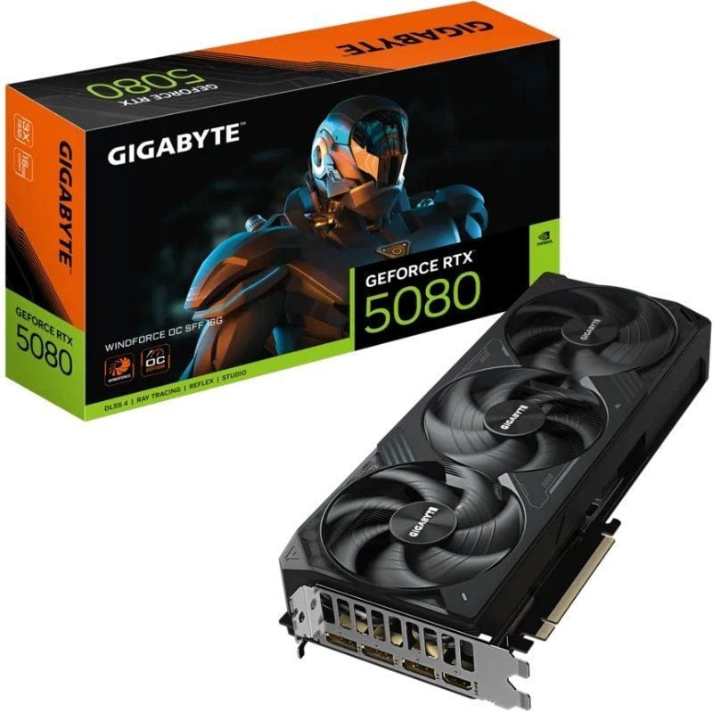 Tarjeta Gráfica Gigabyte GeForce RTX 5080 WindForce OC SFF/ 16GB GDDR7
