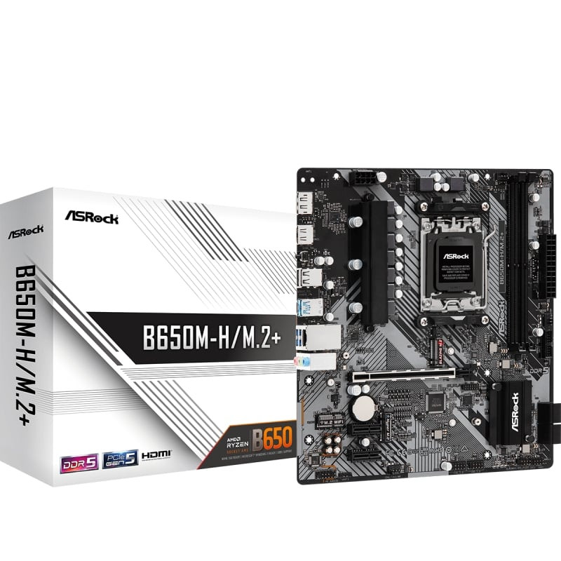 Placa Base Asrock B650M-H/M.2+/ DDR5/ PCIe 4.0/ Socket AM5/ Micro ATX