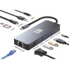 Docking USB Tipo-C Leotec LEDS03/ 3xUSB/ 1xUSB Tipo-C PD/ 1xHDMI 4K/ 1 xDisplayPort/ 1xVGA/ 1xAudio/ 1xRJ45/ 1xLector Tarjeta...