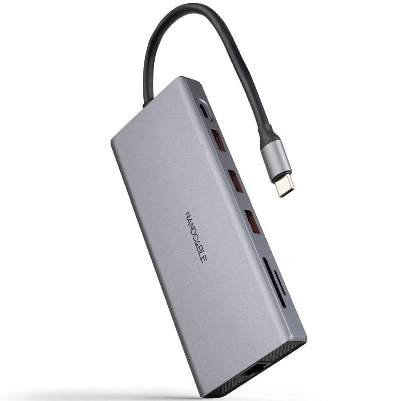 Docking Tipo-C Nanocable 10.16.4612/ 3xUSB/ 1xUSB Tipo-C/ 2xHDMI 4K/ 1xDisplayPort/ 1xRJ45/ 1xLector tarjetas/ 1xJack 3.5/ 1x...