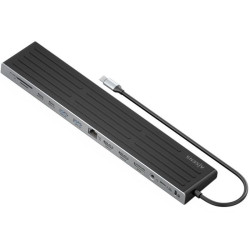 Hub USB Tipo-C Aisens ASUC-13P042-GR/ 2xUSB Tipo-C/ 1xUSB Tipo-C PD/ 2xUSB/ 2xHDMI/ 1xDisplayPort/ 1xLector de Tarjetas/ 1xJa...