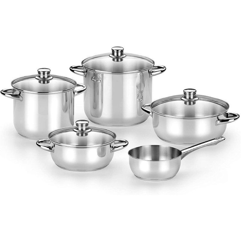 Pack Batería de Cocina Monix Optima2 M450001/ Cazo Ø16cm/ Ollas Ø20 - 24cm/ Cacerolas Ø20 - 24cm/ Acero Inoxidable/ Apta para...